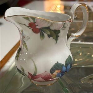 Vintage  Floral Porcelain Creamer/syrup with Gold Accents